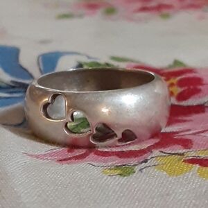 925 Silver Heart Cutout BAND sz 5